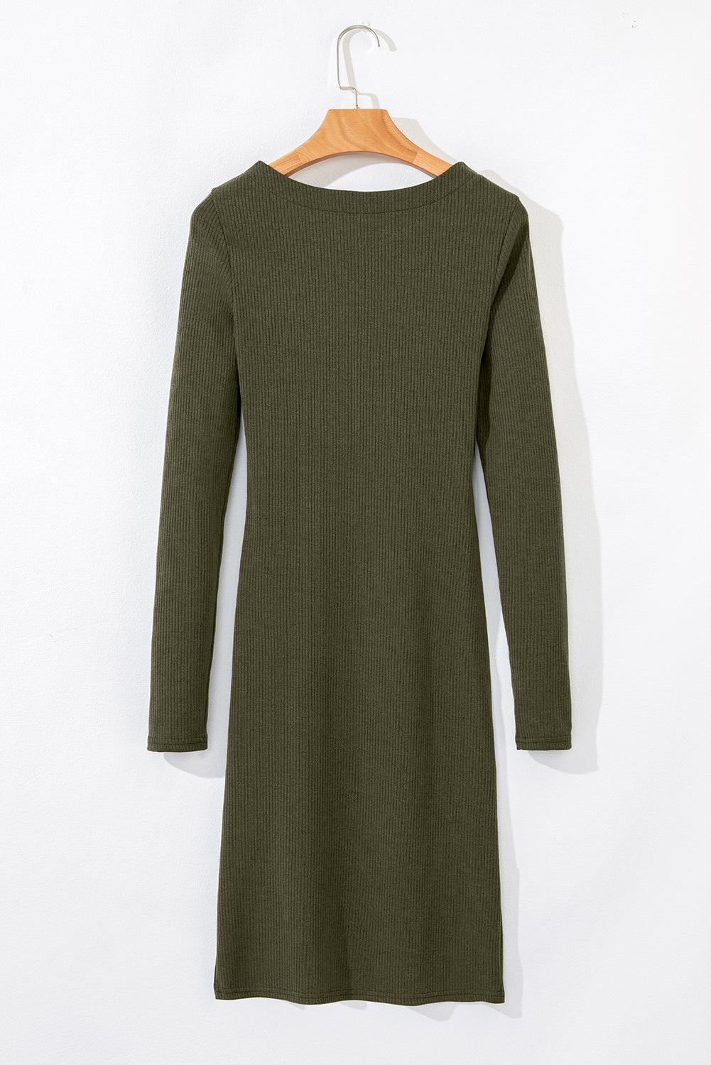 Mini Jurk met Zijsplit en Rimpeling - Mini Dresses - Jurkjes.co