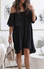 Mini Jurk Off-Shoulder met Flare Mouwen - Mini Dresses - Jurkjes.co