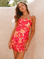 Mini Jurk Strapless met Bloemenprint - Mini Dresses - Jurkjes.co