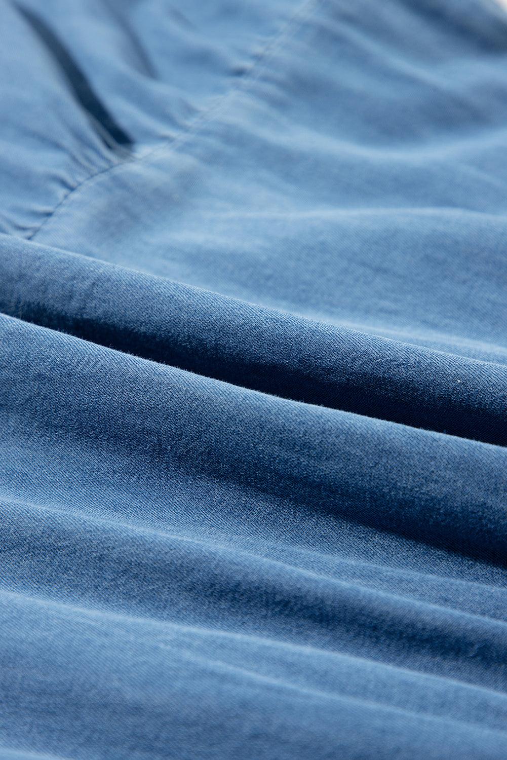 Mouwloze Chambray Maxi Jurk met Lagen - Maxi Dresses - Jurkjes.co
