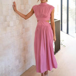 Mouwloze Jurk met Opstaande Kraag - Women Summer Dress - Jurkjes.co