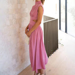 Mouwloze Jurk met Opstaande Kraag - Women Summer Dress - Jurkjes.co