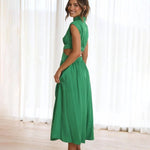 Mouwloze Jurk met Opstaande Kraag - Women Summer Dress - Jurkjes.co