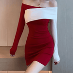 Off-shoulder Jurk met Elegante Pasvorm - Dresses - Jurkjes.co