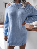 Off-shoulder Jurk met Gebreide Textuur - Mini Dresses - Jurkjes.co