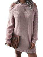 Off-shoulder Jurk met Gebreide Textuur - Mini Dresses - Jurkjes.co