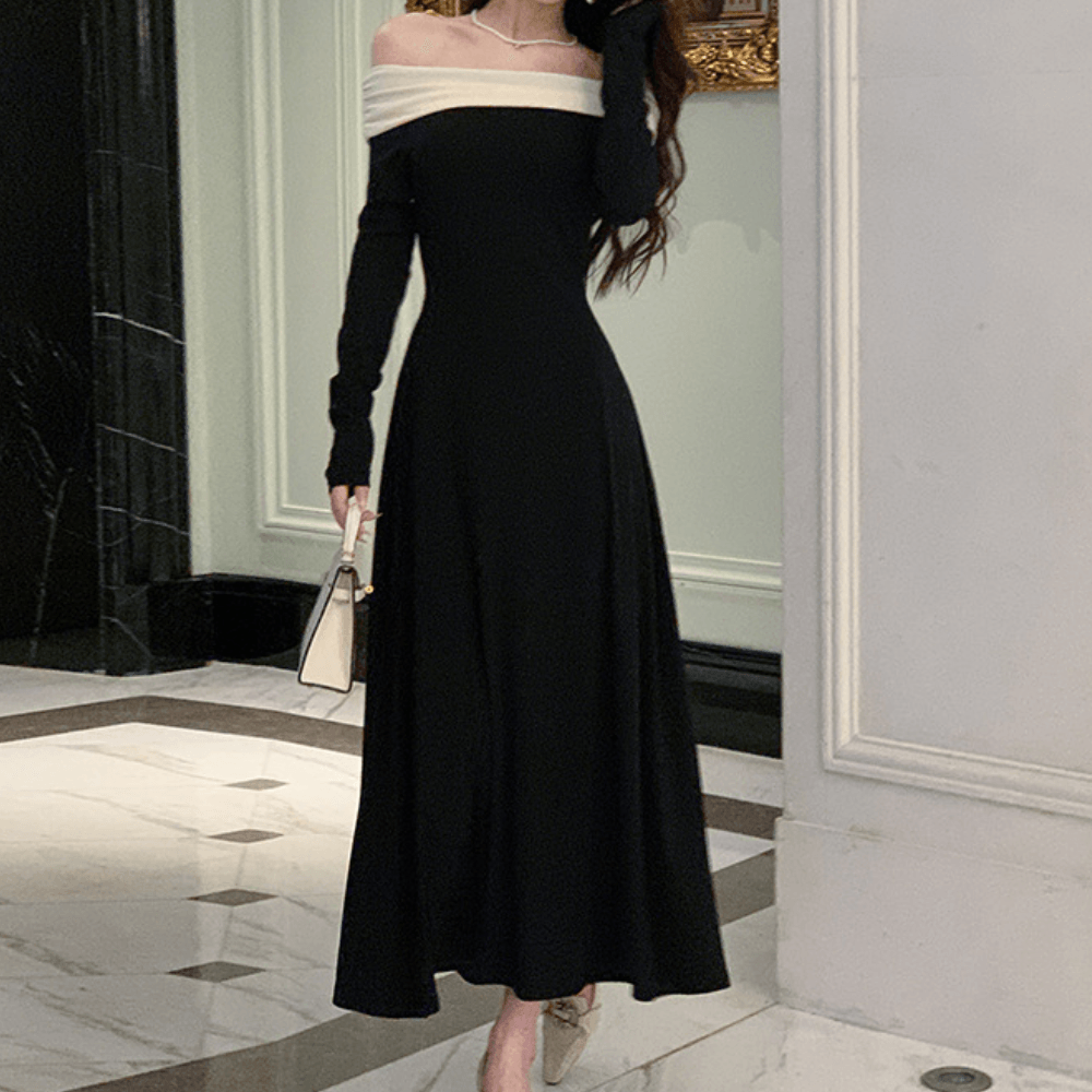 Off-shoulder Jurk met Glamoureuze Stijl - Dresses - Jurkjes.co