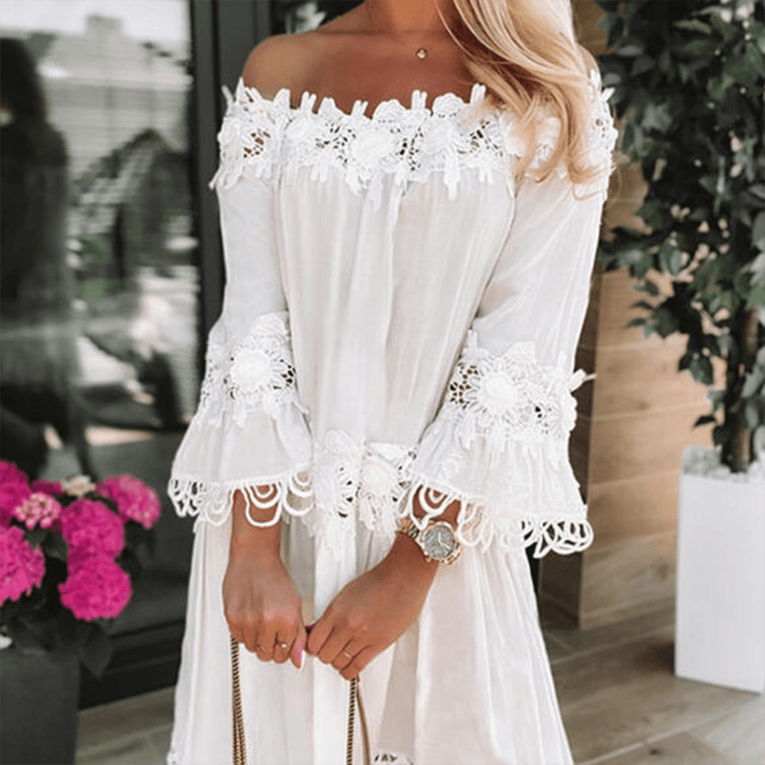 Off-shoulder Jurk met Kanten Details - Dresses - Jurkjes.co