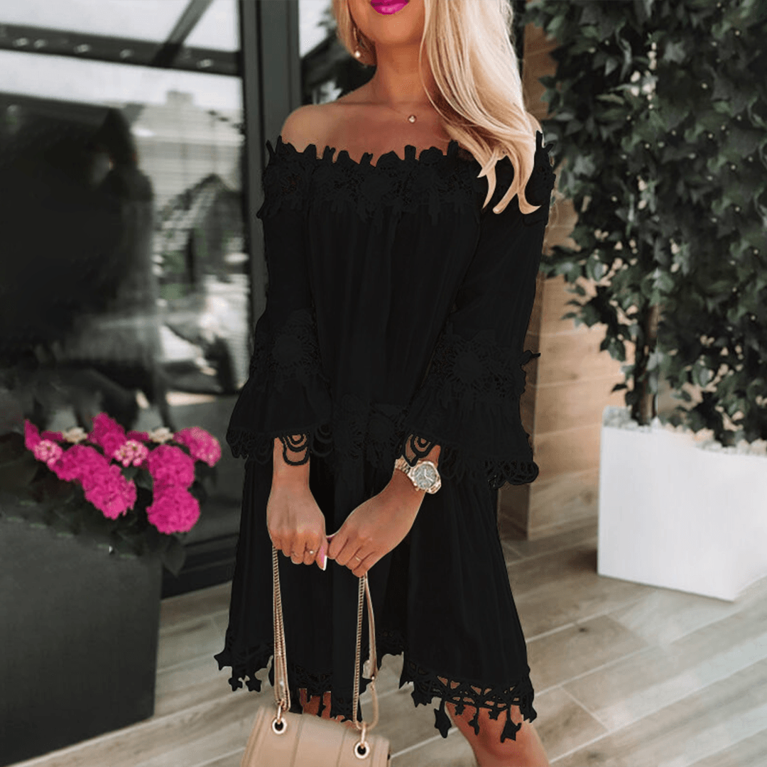 Off-shoulder Jurk met Kanten Details - Dresses - Jurkjes.co