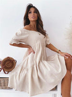 Off-shoulder Jurk met Puffmouwen - Mini Dresses - Jurkjes.co