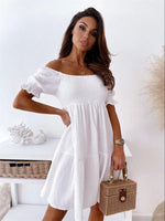 Off-shoulder Jurk met Puffmouwen - Mini Dresses - Jurkjes.co