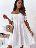 Off-shoulder Jurk met Puffmouwen - Mini Dresses - Jurkjes.co