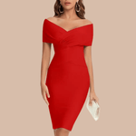 Off-shoulder Jurk met V-hals - CB - Dresses - Jurkjes.co