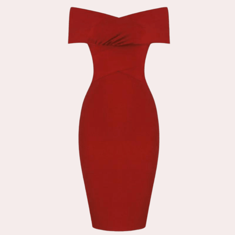 Off-shoulder Jurk met V-hals - CB - Dresses - Jurkjes.co