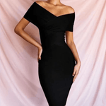 Off-shoulder Jurk met V-hals - CB - Dresses - Jurkjes.co