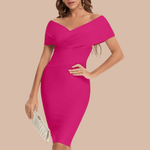 Off-shoulder Jurk met V-hals - CB - Dresses - Jurkjes.co