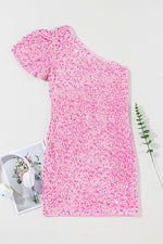 One Shoulder Bodycon Mini Jurk met Pailletten - Sequin Dresses - Jurkjes.co