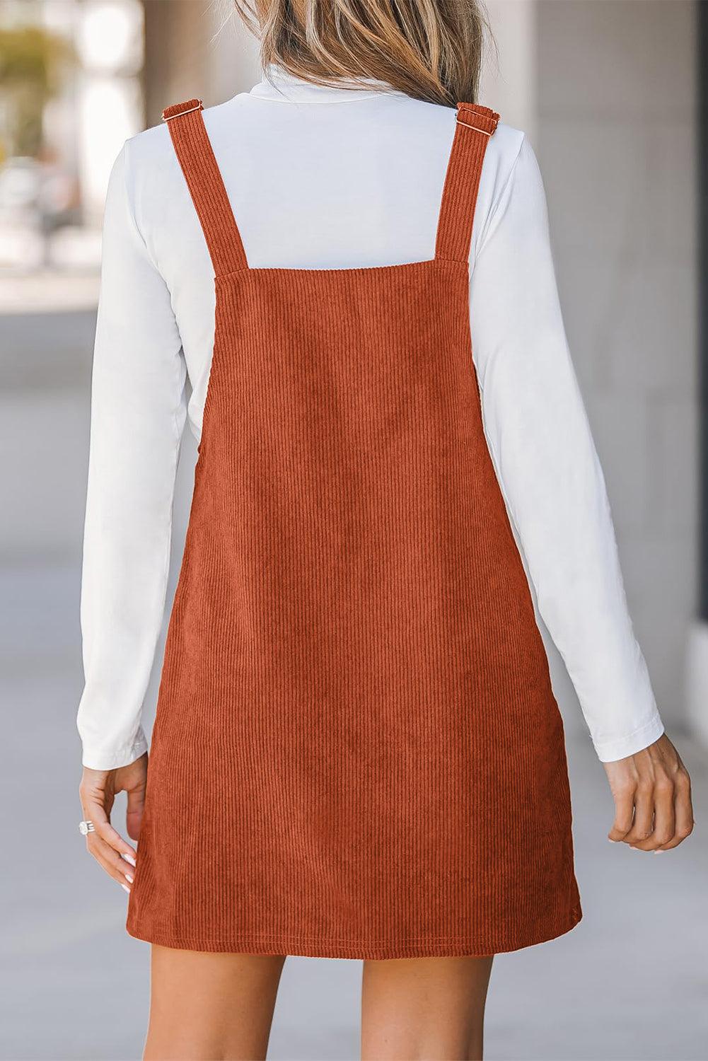 Overall Jurk met Corduroy en Zakken - Mini Dresses - Jurkjes.co