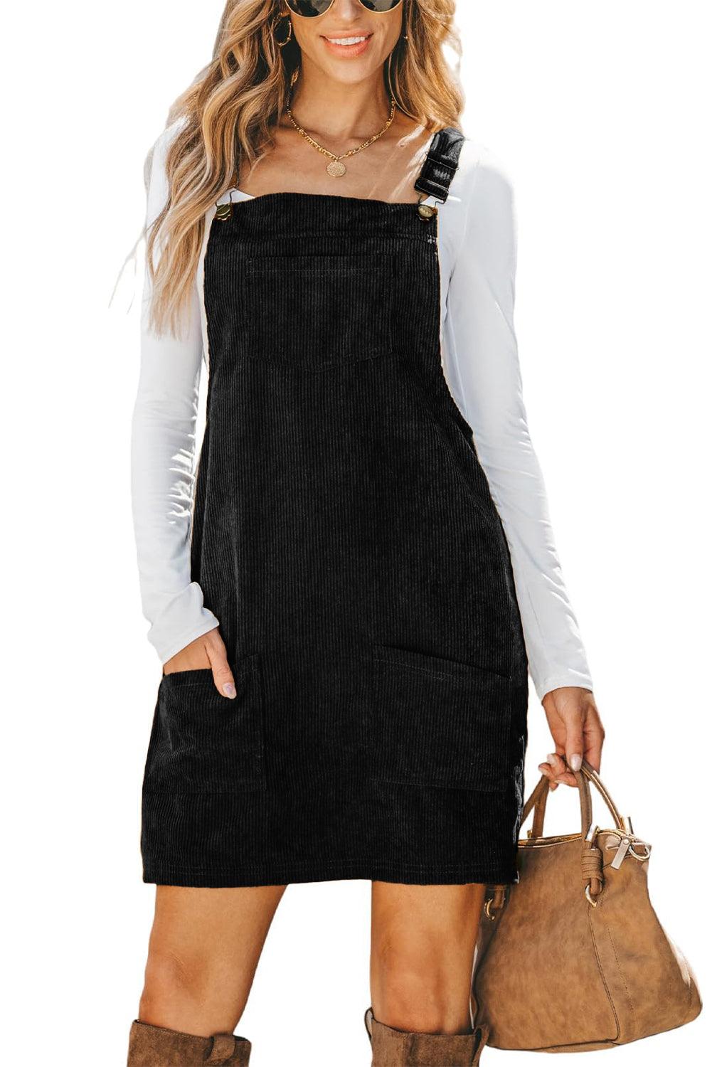 Overall Jurk met Corduroy en Zakken - Mini Dresses - Jurkjes.co