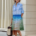 Overhemdjurk met Aquarelprint - CB - Dresses - Jurkjes.co