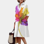 Overhemdjurk met Aquarelprint - CB - Dresses - Jurkjes.co