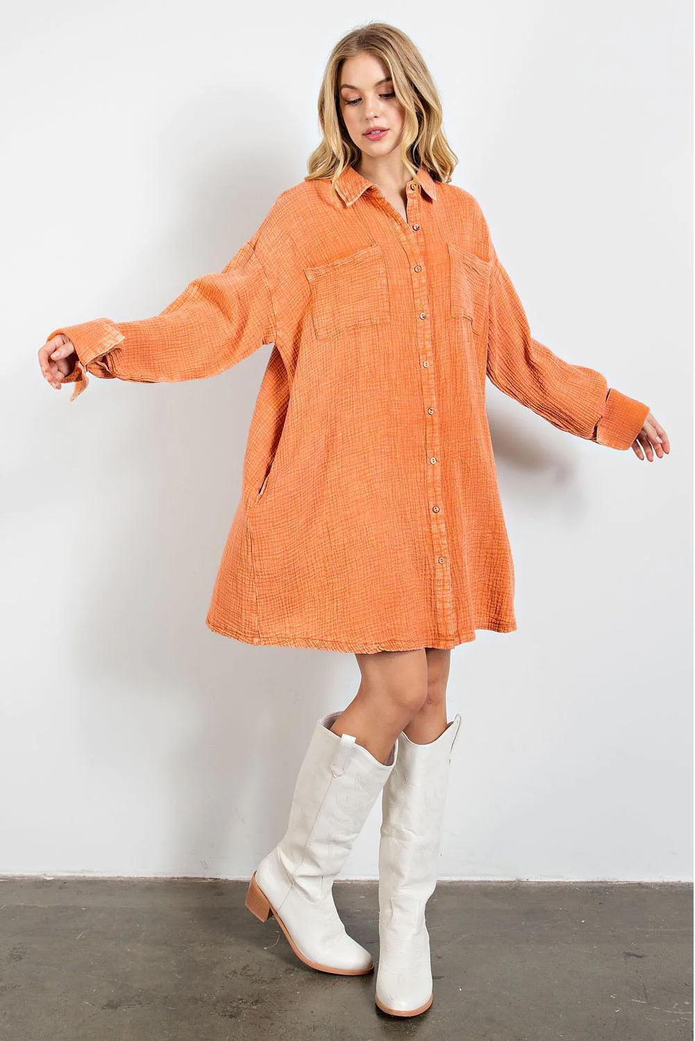 Overhemdjurk met Dubbele Zak en Knopen - Mini Dresses - Jurkjes.co