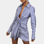 Overhemdjurk met Gestreept Patroon - Dresses - Jurkjes.co