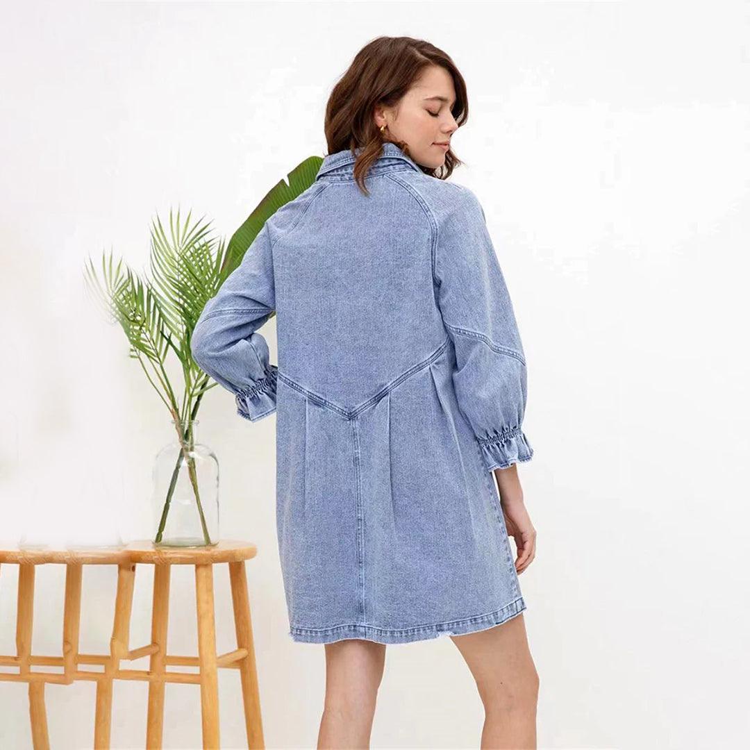 Overhemdjurk met Lantaarnmouwen - Women Summer Dress - Jurkjes.co
