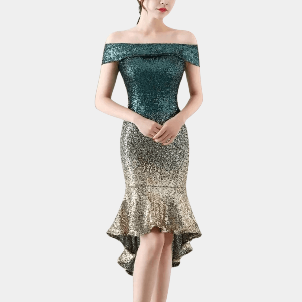Paillettenjurk met Elegante Ruches - CB - Dresses - Jurkjes.co