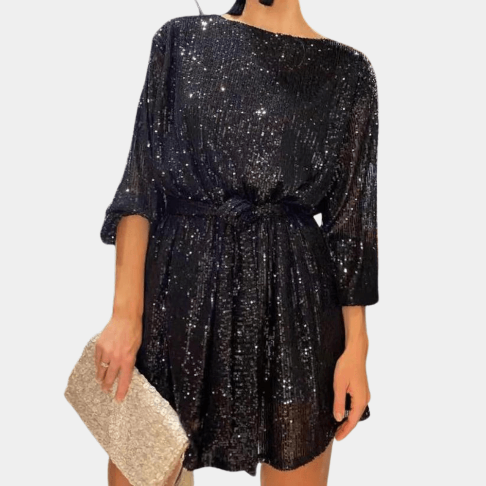 Paillettenjurk met Glinsterende Ruches - CB - Dresses - Jurkjes.co