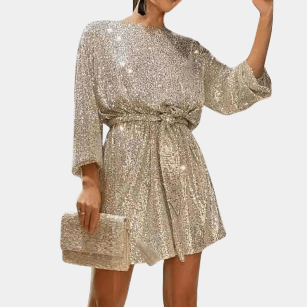 Paillettenjurk met Glinsterende Ruches - CB - Dresses - Jurkjes.co