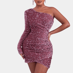 Paillettenjurk met One-Shoulder Design - CB - Dresses - Jurkjes.co
