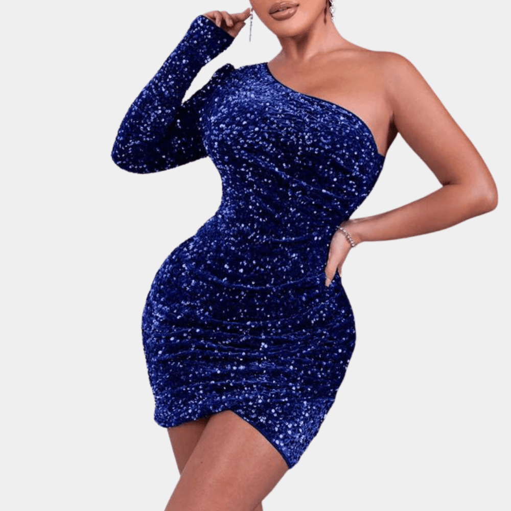 Paillettenjurk met One-Shoulder Design - CB - Dresses - Jurkjes.co