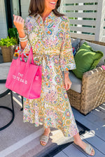 Paisley Print Midi Jurk met Knoopsluiting - Floral Dresses - Jurkjes.co