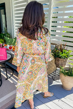 Paisley Print Midi Jurk met Knoopsluiting - Floral Dresses - Jurkjes.co
