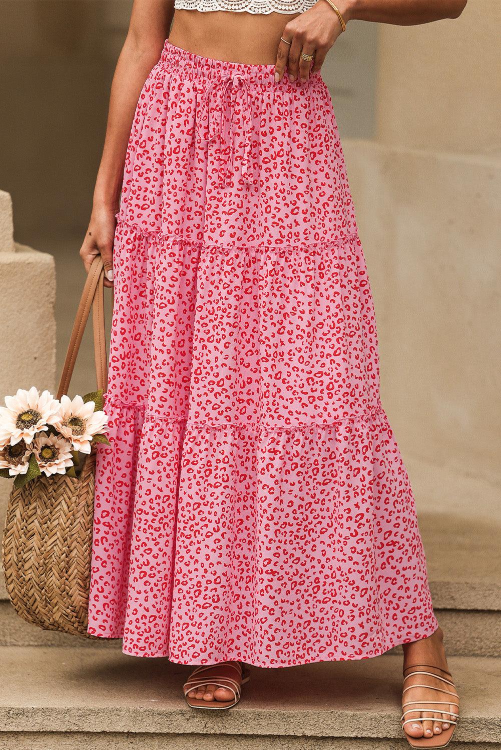 Panterprint Franje Maxi Rok met Hoge Taille - Skirts & Petticoat - Jurkjes.co