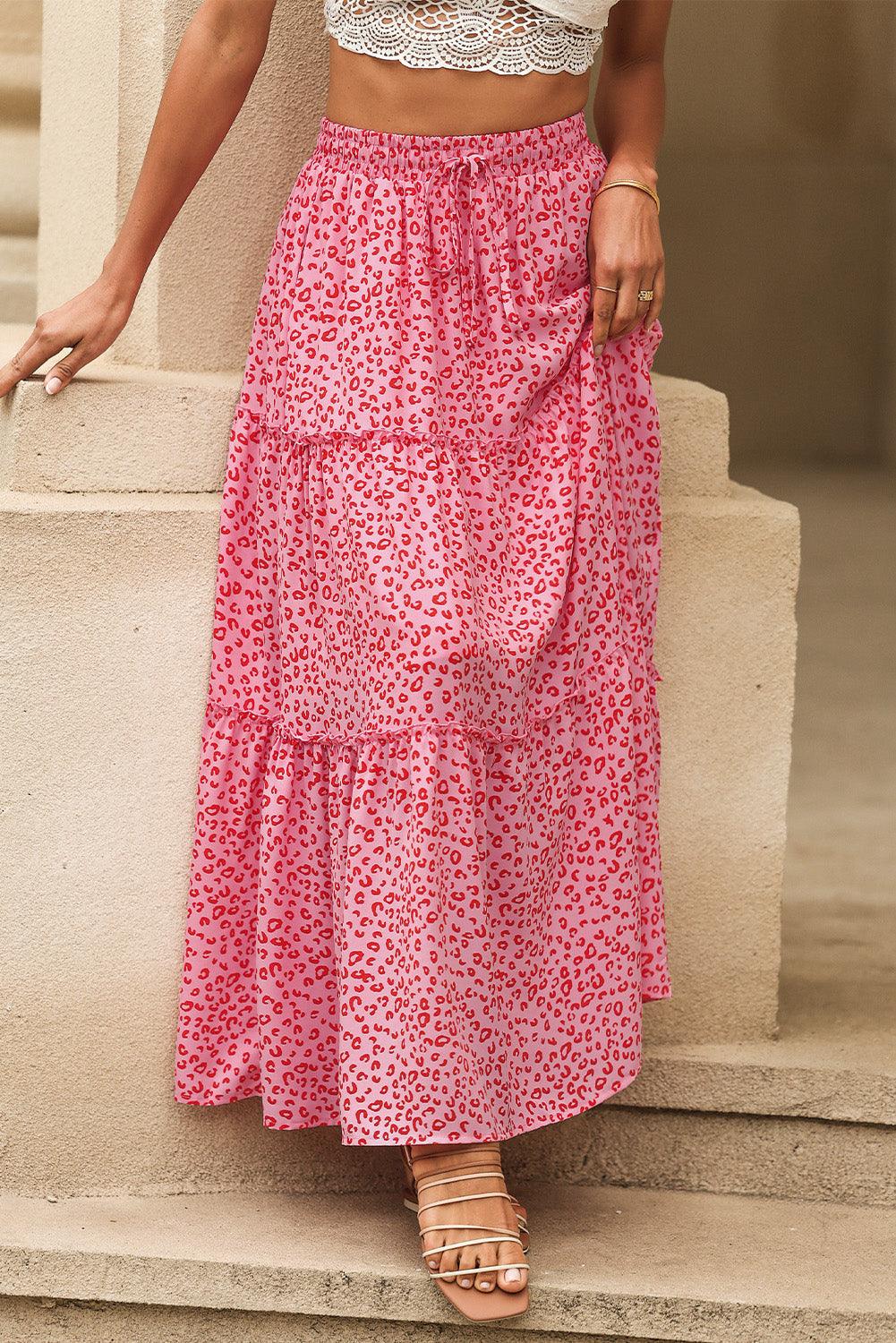 Panterprint Franje Maxi Rok met Hoge Taille - Skirts & Petticoat - Jurkjes.co