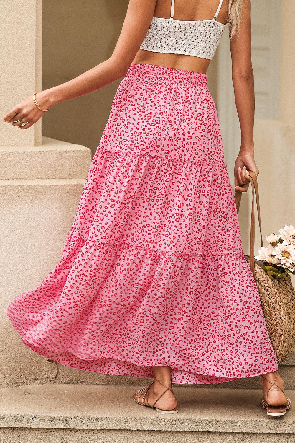 Panterprint Franje Maxi Rok met Hoge Taille - Skirts & Petticoat - Jurkjes.co