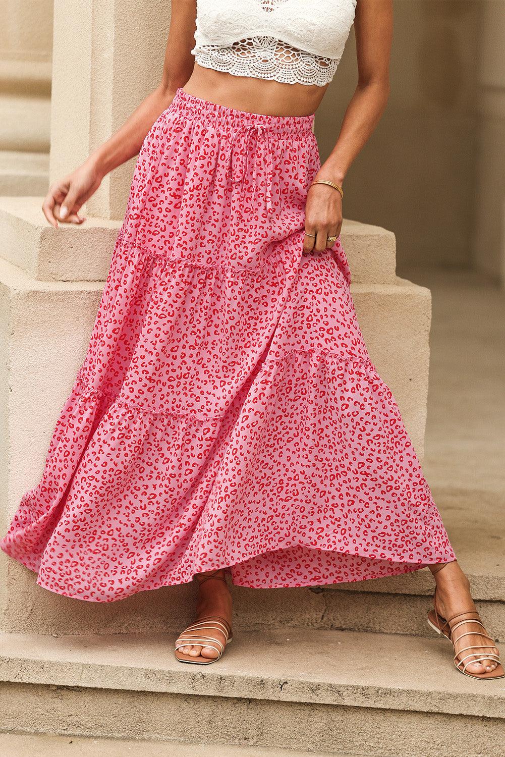 Panterprint Franje Maxi Rok met Hoge Taille - Skirts & Petticoat - Jurkjes.co