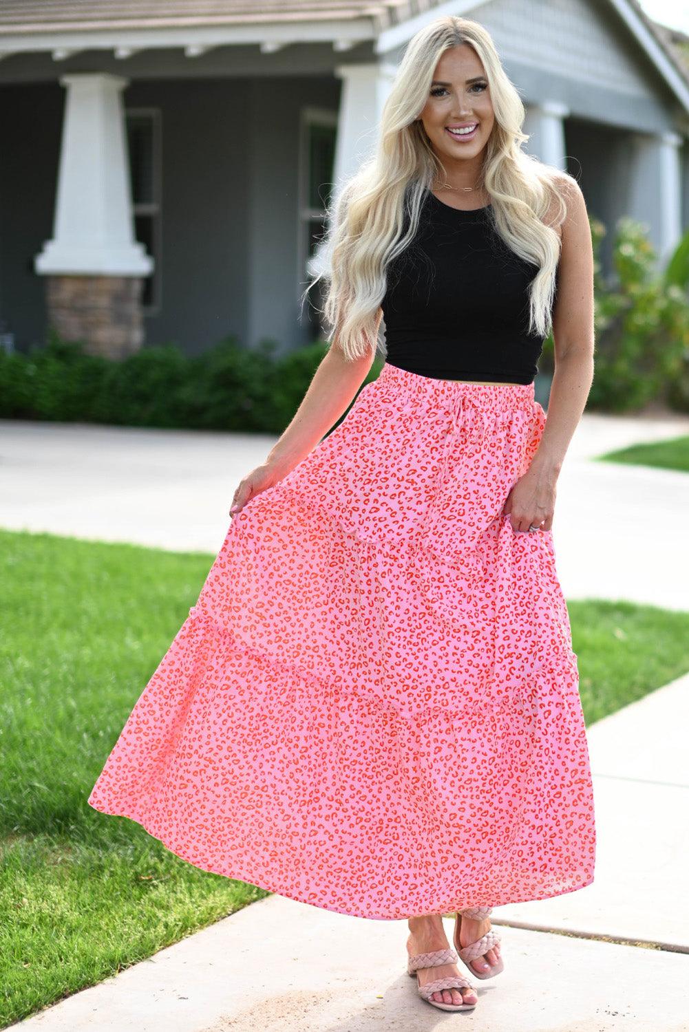 Panterprint Franje Maxi Rok met Hoge Taille - Skirts & Petticoat - Jurkjes.co
