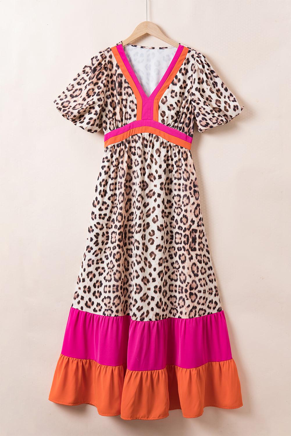 Panterprint Maxi Jurk met Bubble Mouwen - Maxi Dresses - Jurkjes.co
