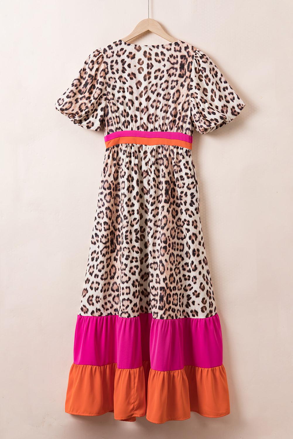 Panterprint Maxi Jurk met Bubble Mouwen - Maxi Dresses - Jurkjes.co