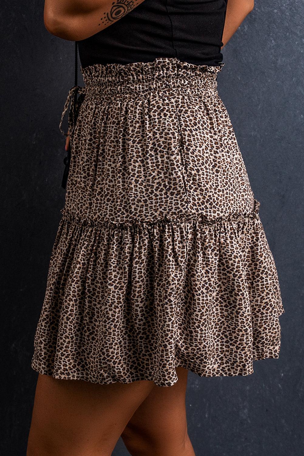 Panterprint Rok met Koord en Ruches - Skirts & Petticoat - Jurkjes.co