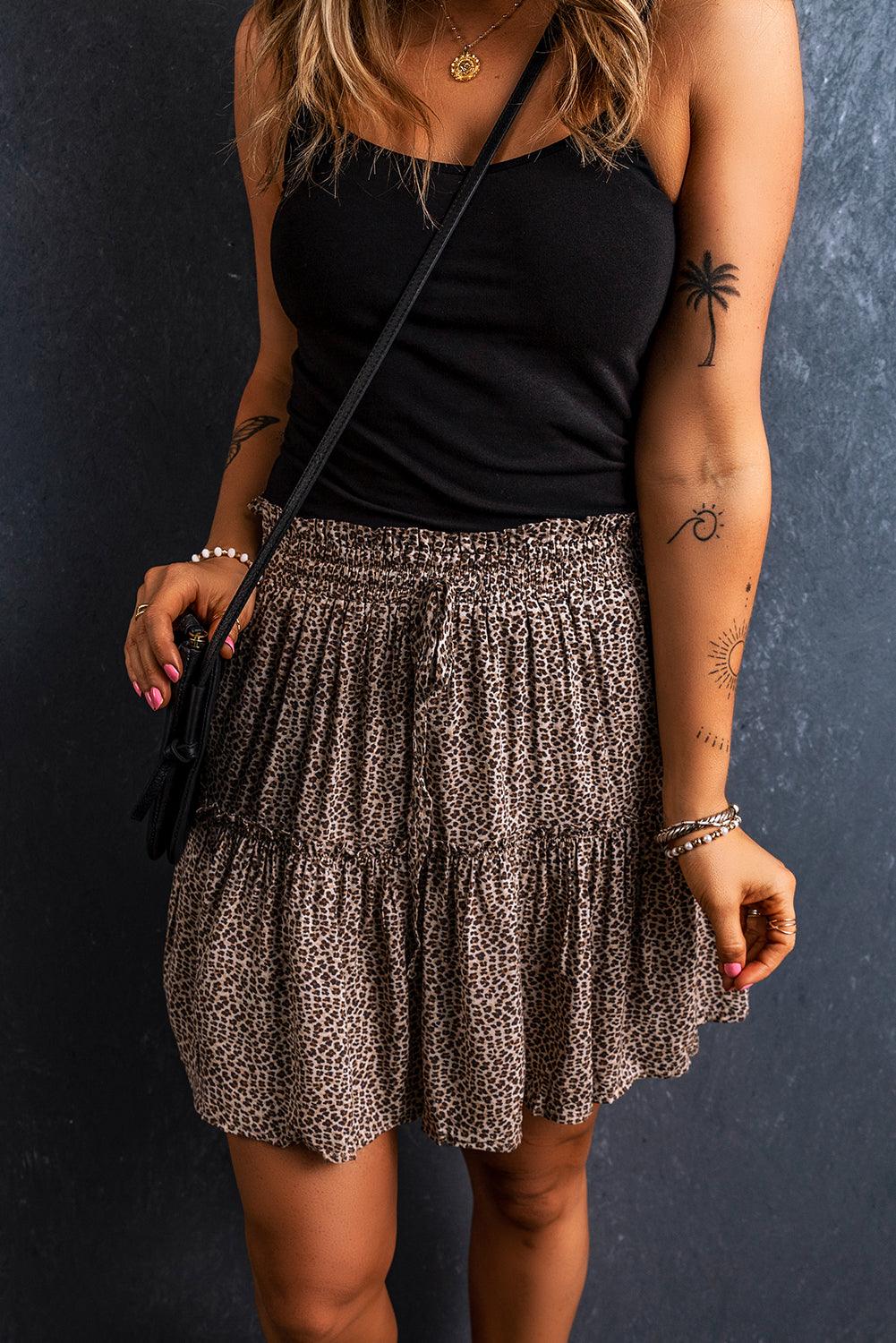 Panterprint Rok met Koord en Ruches - Skirts & Petticoat - Jurkjes.co