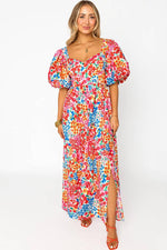 Pofmouw Maxi Jurk met Bloemenprint en Split - Maxi Dresses - Jurkjes.co