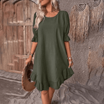 Pofmouwjurk met Ruches - Dresses - Jurkjes.co