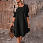 Pofmouwjurk met Ruches - Dresses - Jurkjes.co