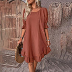 Pofmouwjurk met Ruches - Dresses - Jurkjes.co