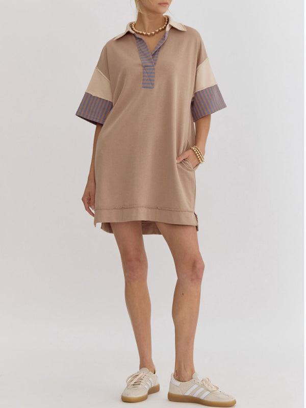 Polo Jurk met Strepen en Kraag - Mini Dresses - Jurkjes.co