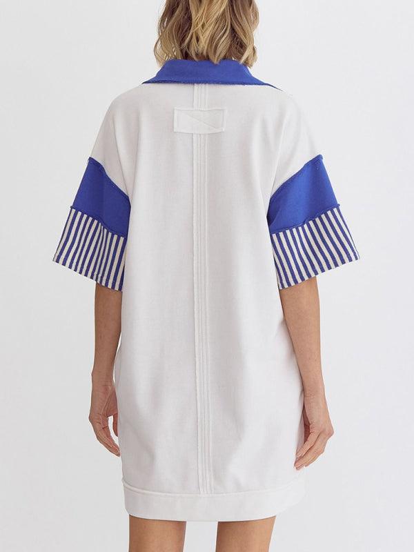 Polo Jurk met Strepen en Kraag - Mini Dresses - Jurkjes.co